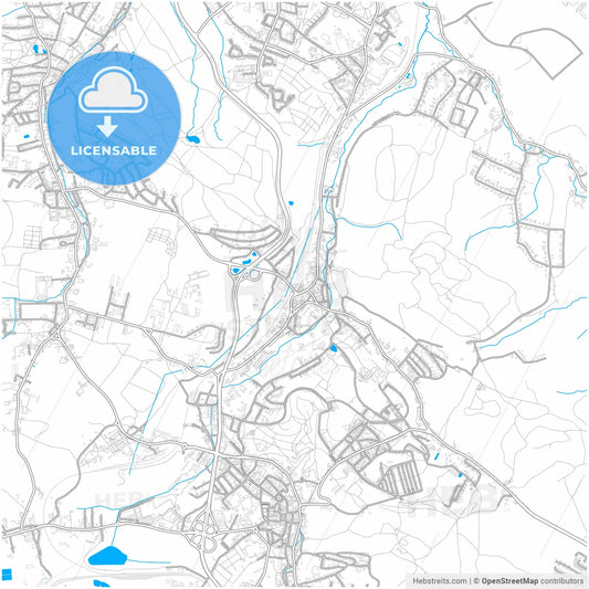 Wałbrzych, Lower Silesian, Poland, city map with high resolution roads.