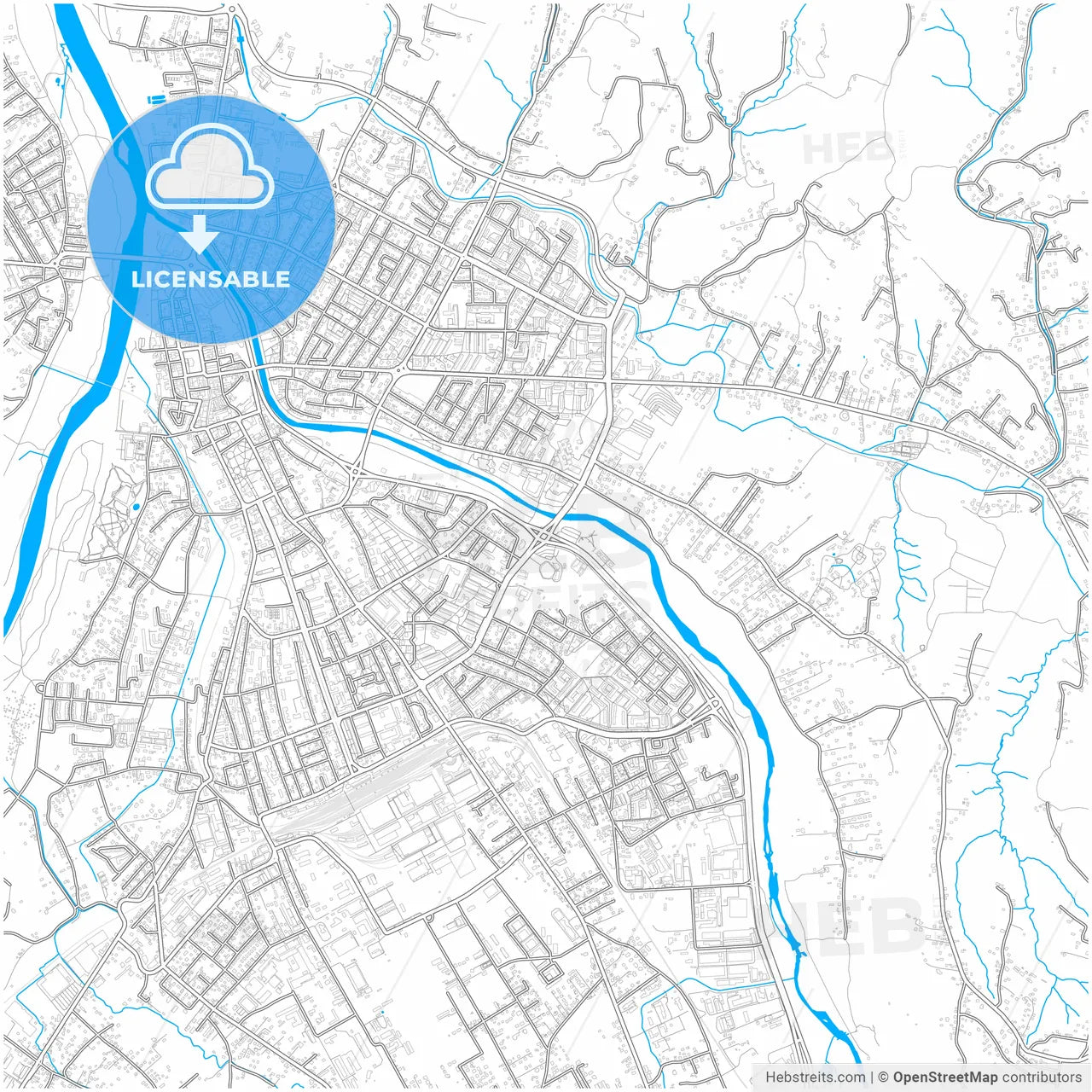 Nowy Sącz, Lesser Poland, Poland, city map with high resolution roads.