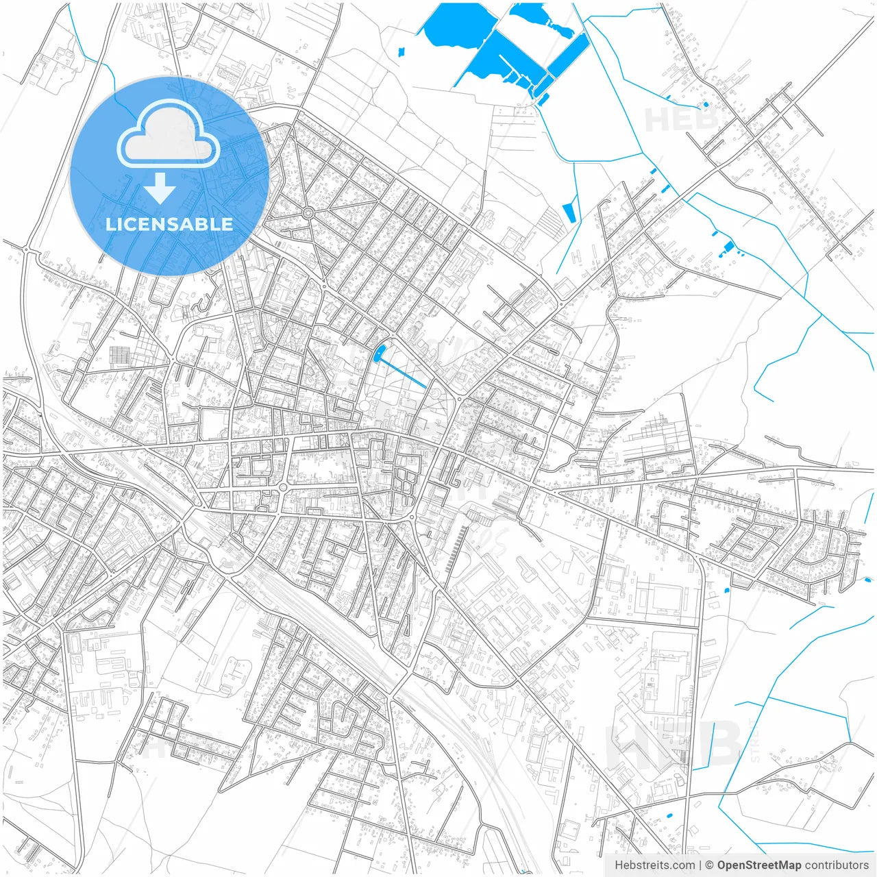 Siedlce, Masovian, Poland, city map with high resolution roads.
