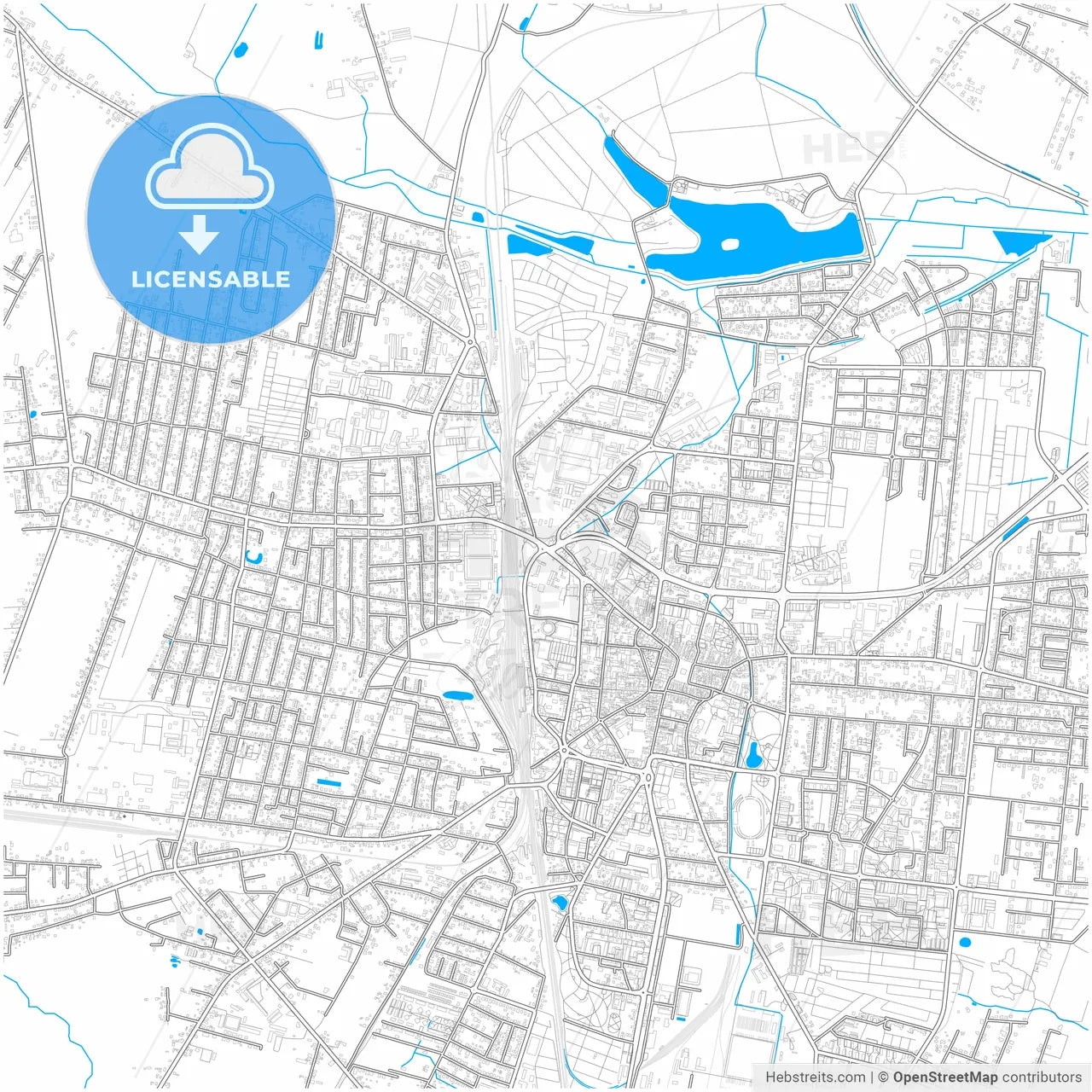Ostrów Wielkopolski, Greater Poland, Poland, city map with high resolution roads.