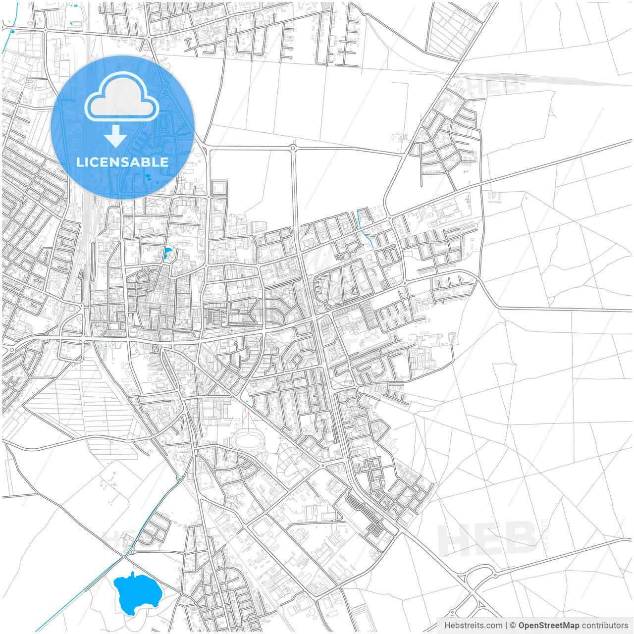 Leszno, Greater Poland, Poland, city map with high resolution roads.