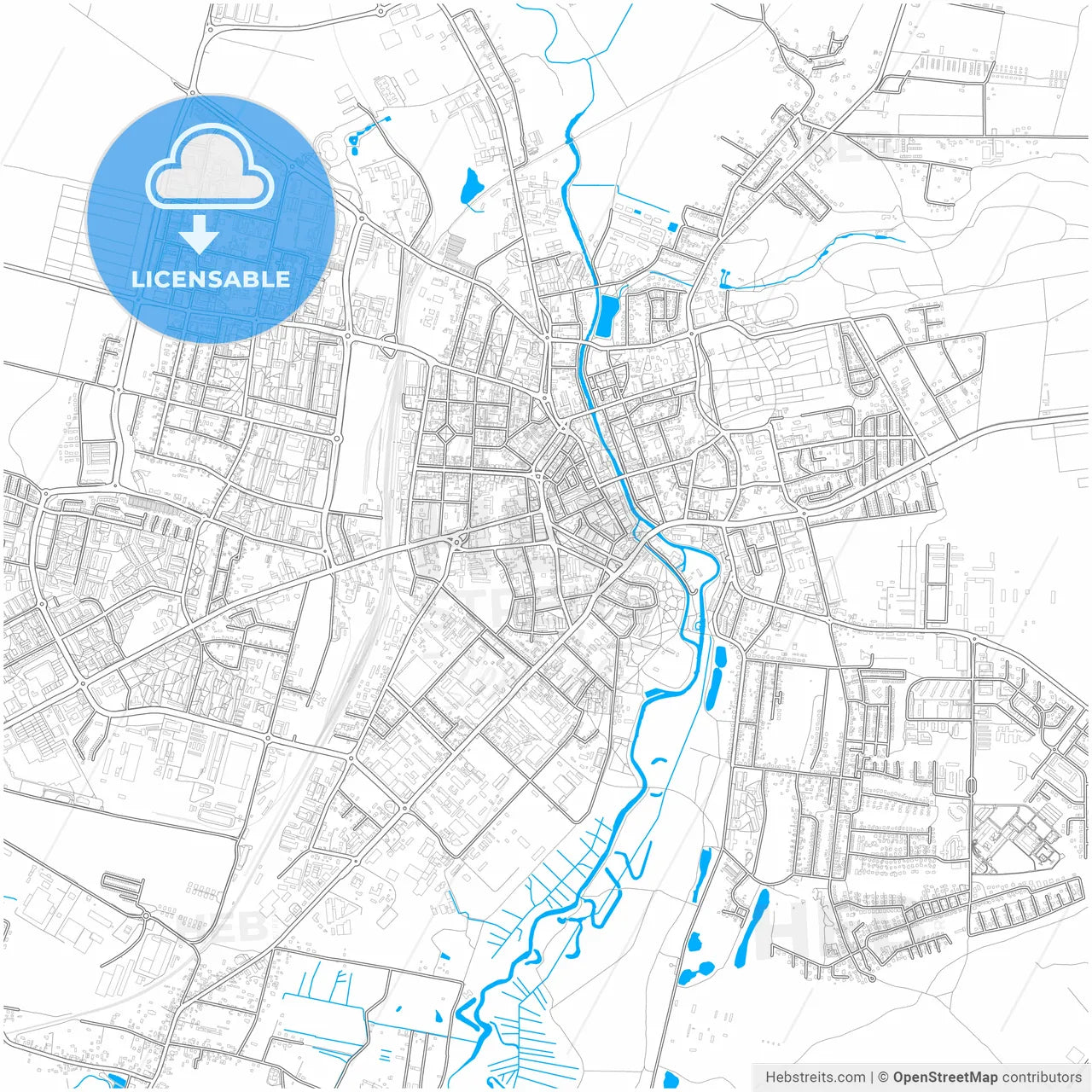 Słupsk, Pomeranian, Poland, city map with high resolution roads.