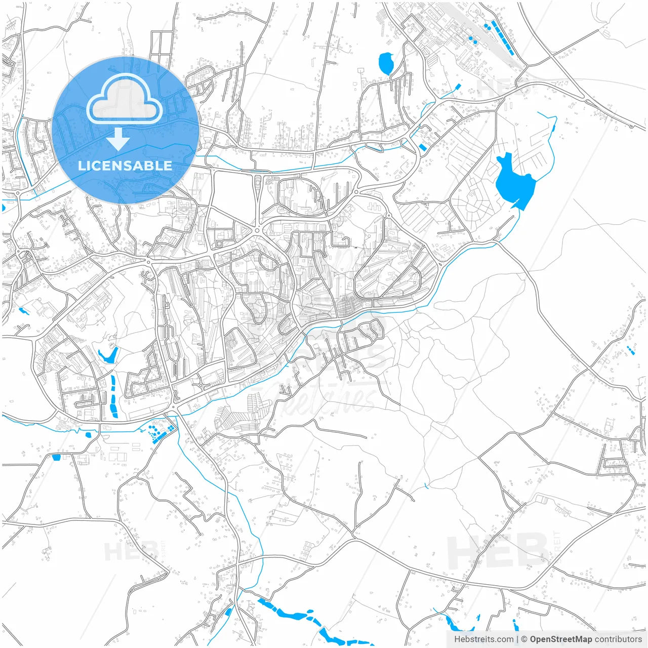 Jastrzębie Zdrój, Silesian, Poland, city map with high resolution roads.