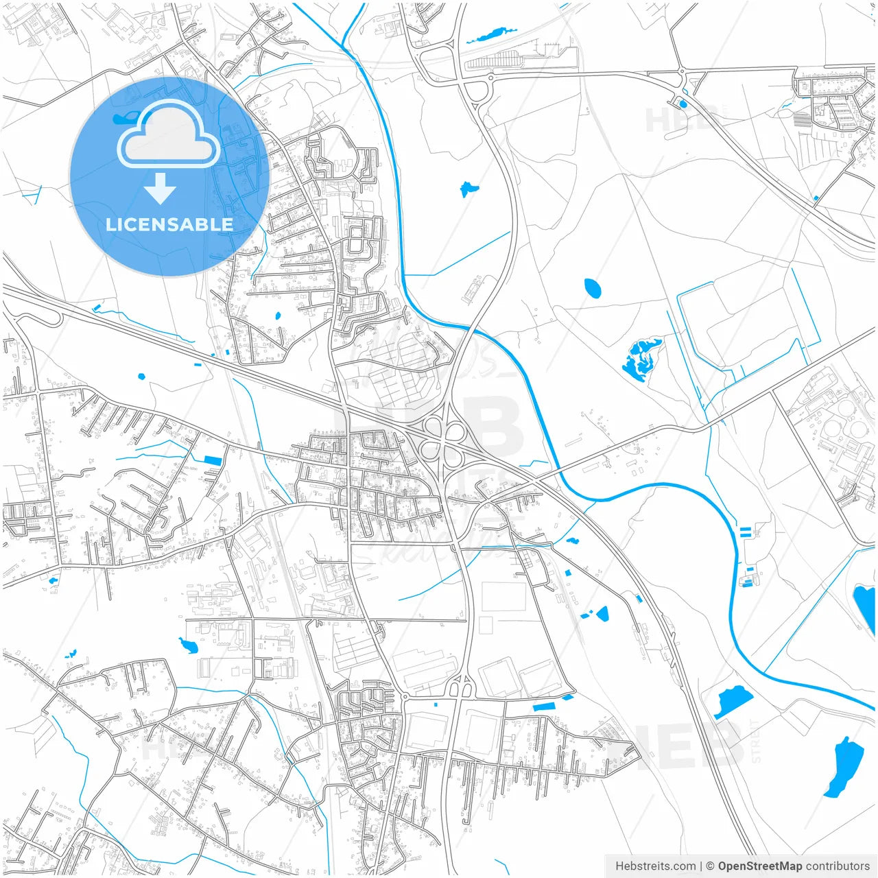 Mysłowice, Silesian, Poland, city map with high resolution roads.