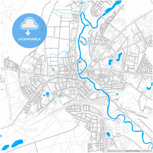 Piła, Greater Poland, Poland, city map with high resolution roads.