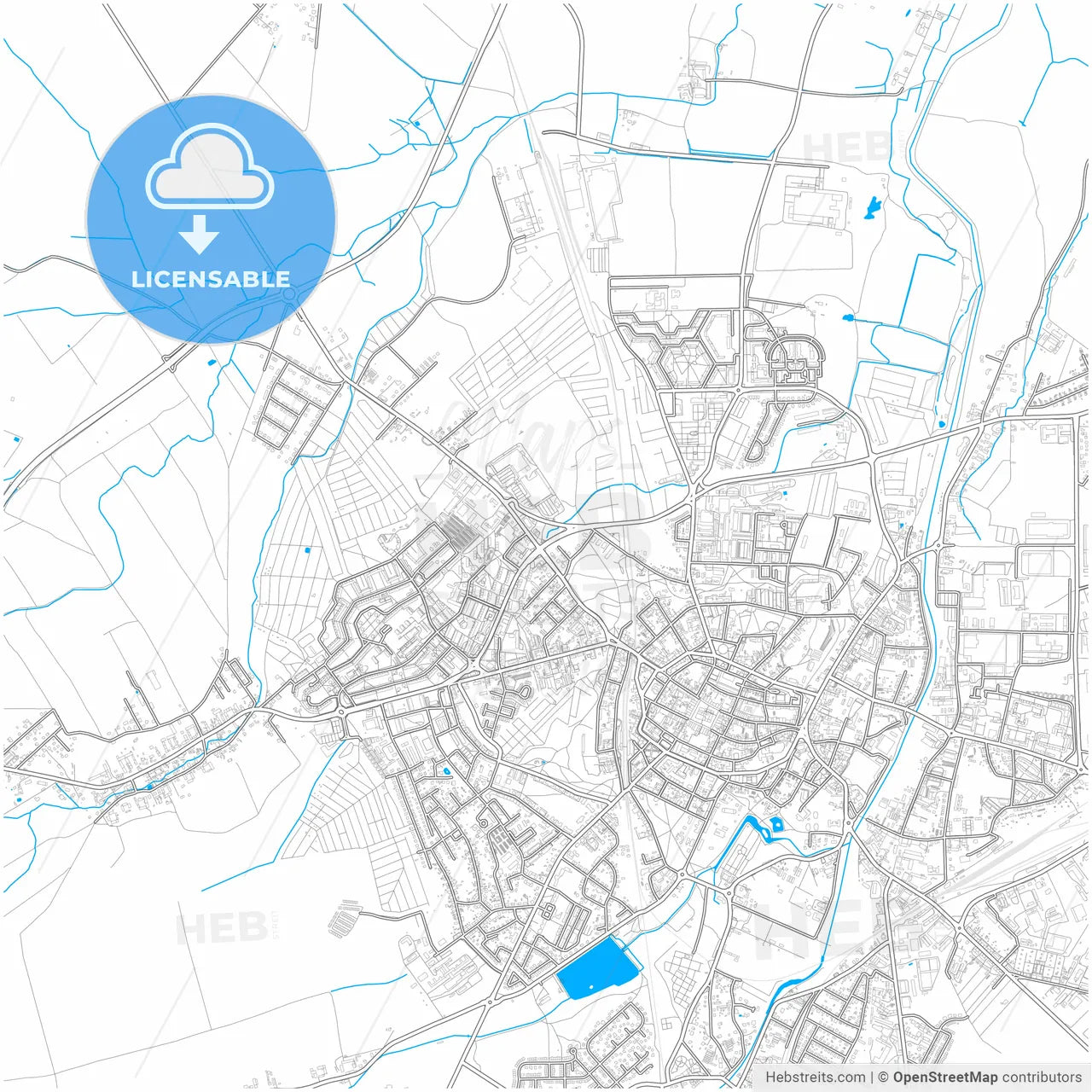 Świdnica, Lower Silesian, Poland, city map with high resolution roads.