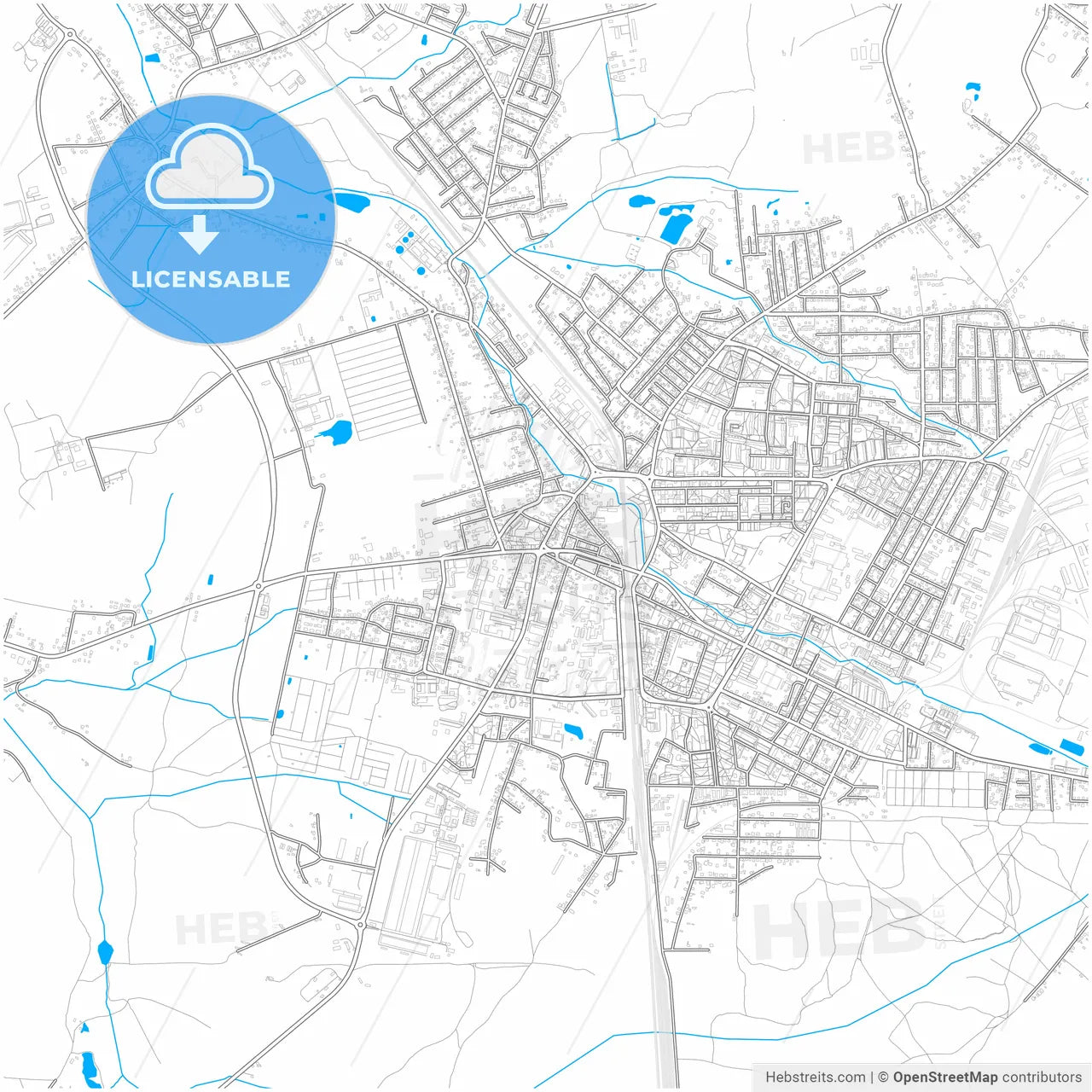 Zawiercie, Silesian, Poland, city map with high resolution roads.