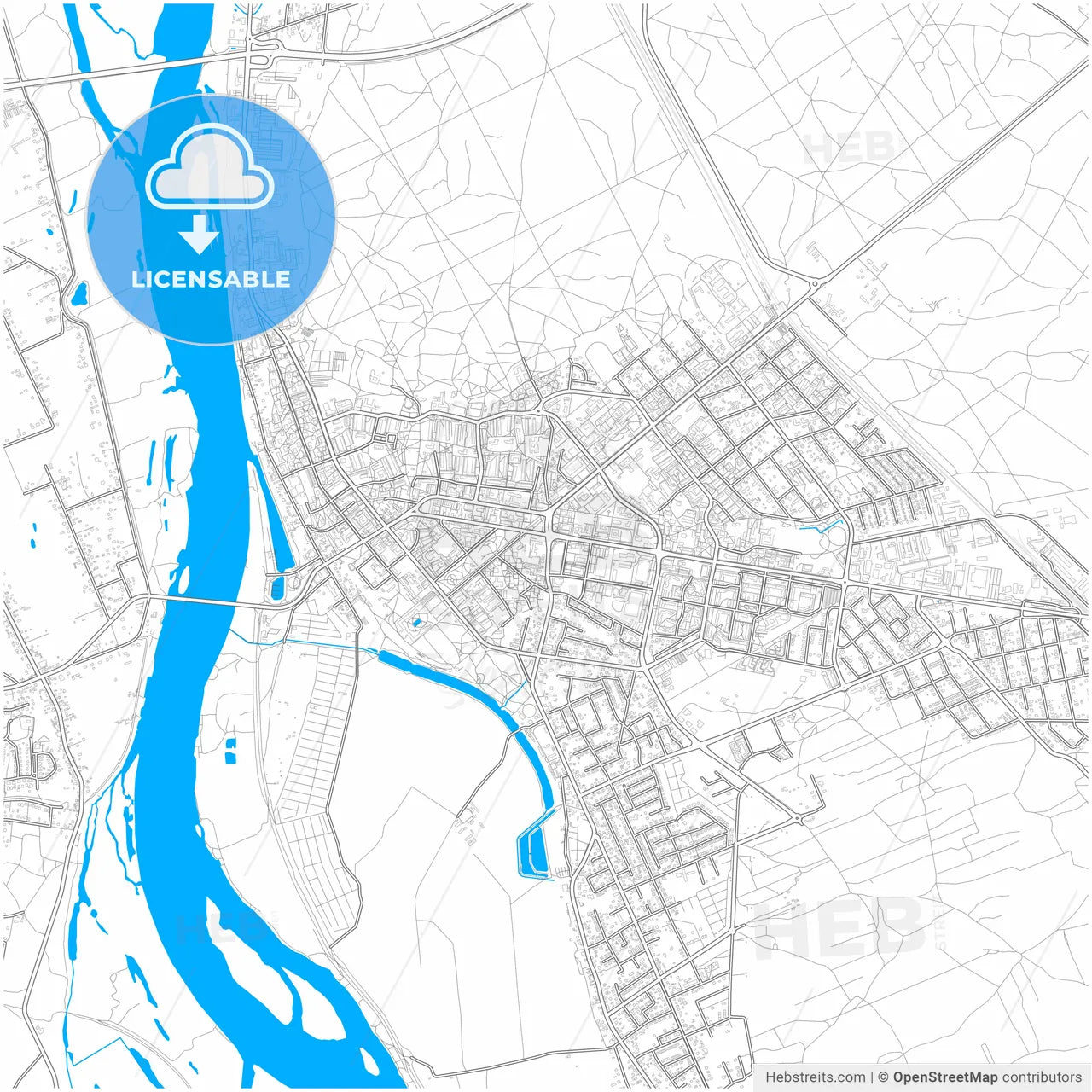 Puławy, Lublin, Poland, city map with high resolution roads.