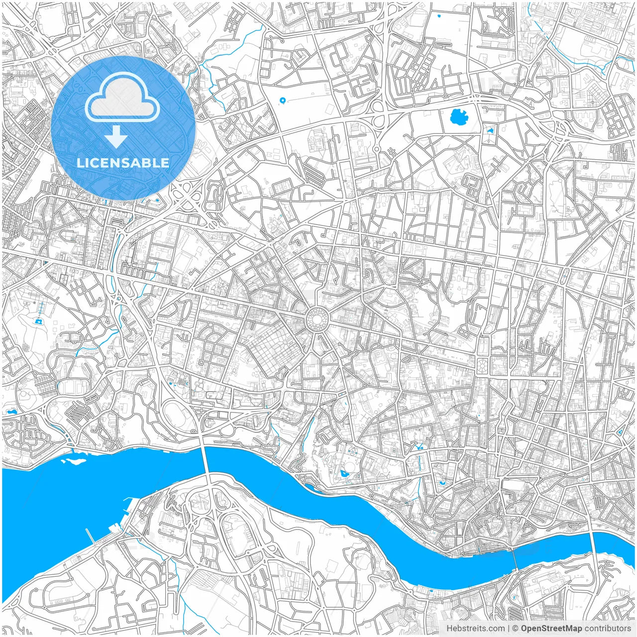 Porto, Porto, Portugal, city map with high resolution roads.
