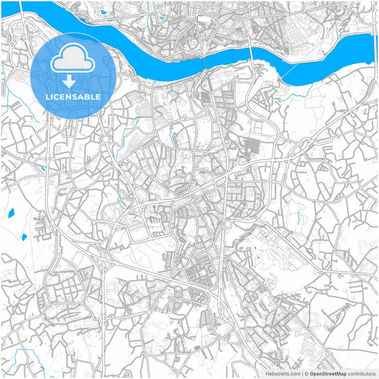 Vila Nova de Gaia, Porto, Portugal, city map with high resolution roads.