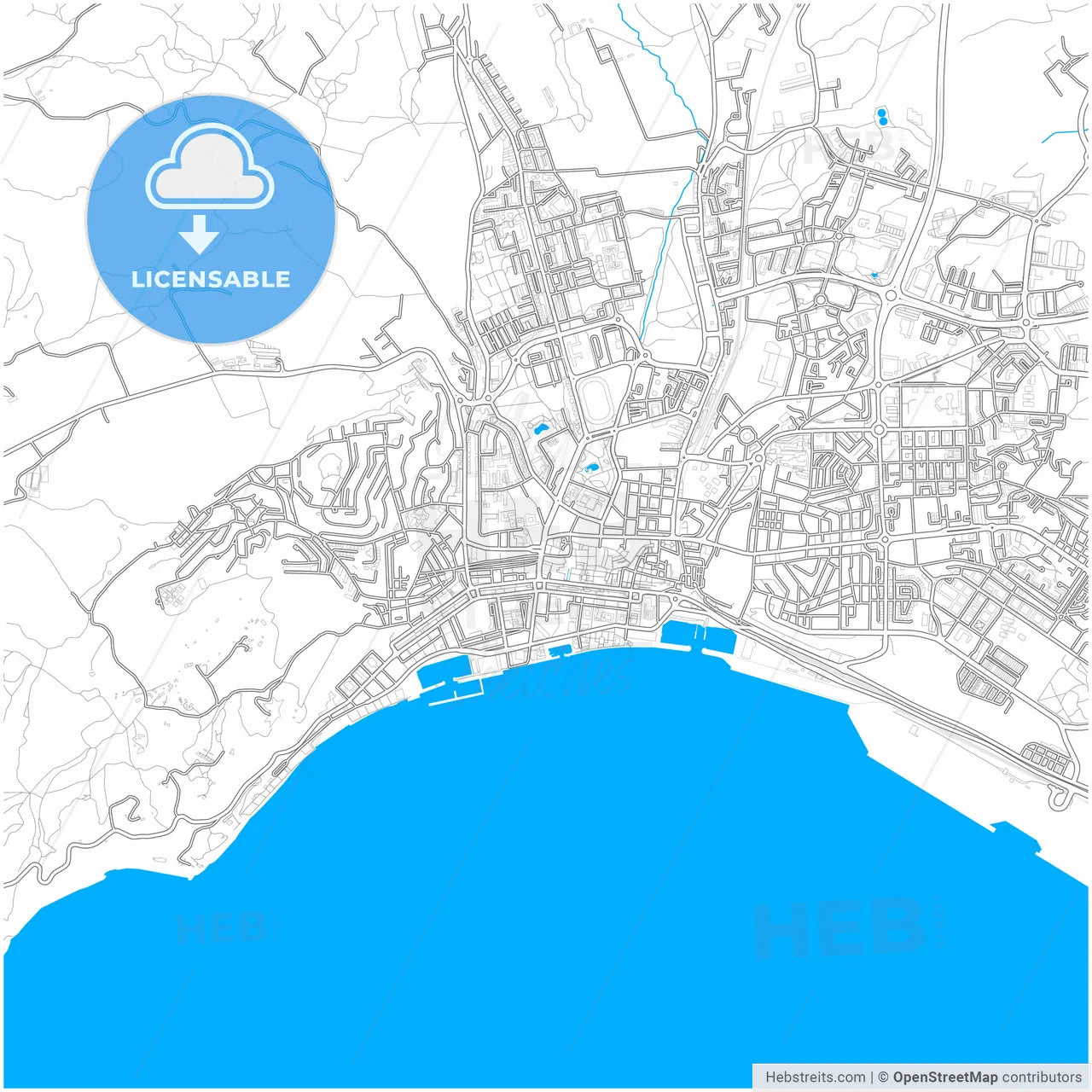 Setúbal, Setúbal, Portugal, city map with high resolution roads.