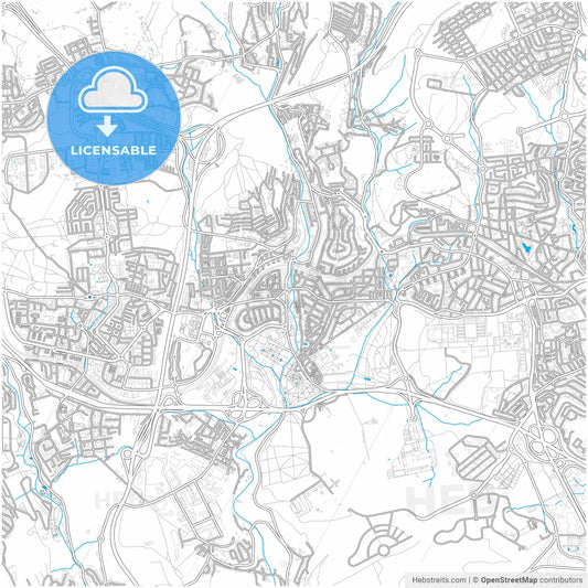 Queluz, Lisbon, Portugal, city map with high resolution roads.