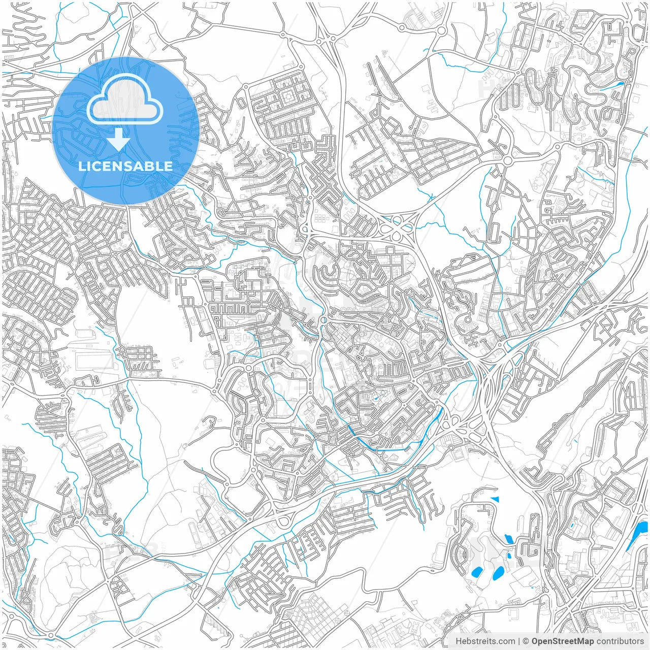 Odivelas, Lisbon, Portugal, city map with high resolution roads.