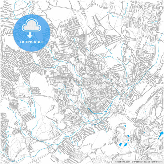 Odivelas, Lisbon, Portugal, city map with high resolution roads.