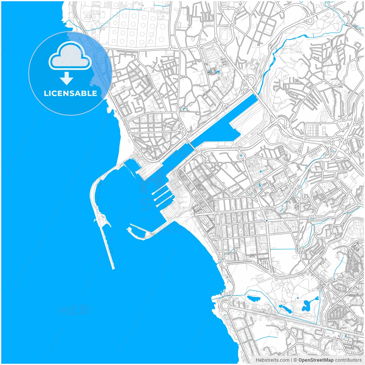 Matosinhos, Porto, Portugal, city map with high resolution roads.