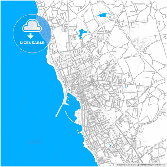 Póvoa de Varzim, Porto, Portugal, city map with high resolution roads.