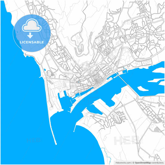 Viana do Castelo, Viana do Castelo, Portugal, city map with high resolution roads.