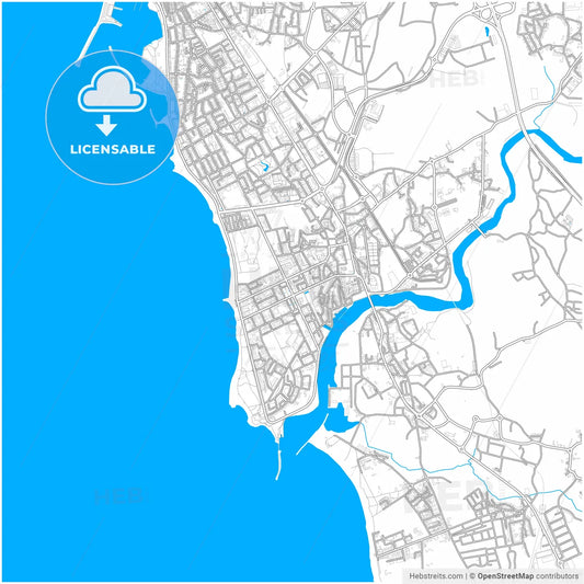 Vila do Conde, Porto, Portugal, city map with high resolution roads.
