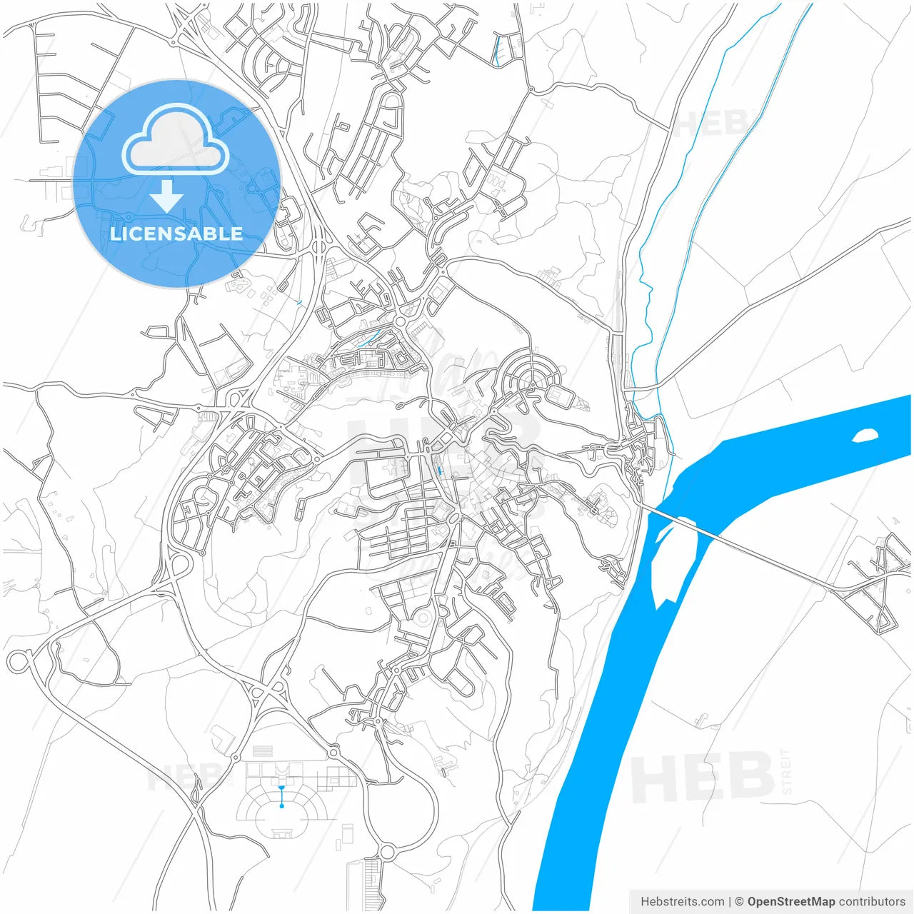 Santarém, Santarém, Portugal, city map with high resolution roads.