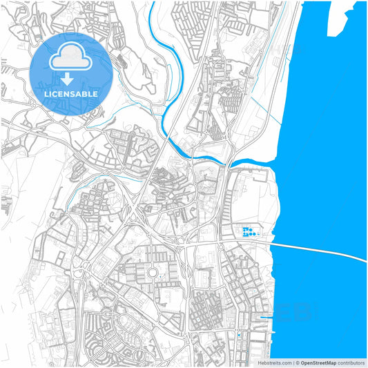 Sacavém, Lisbon, Portugal, city map with high resolution roads.