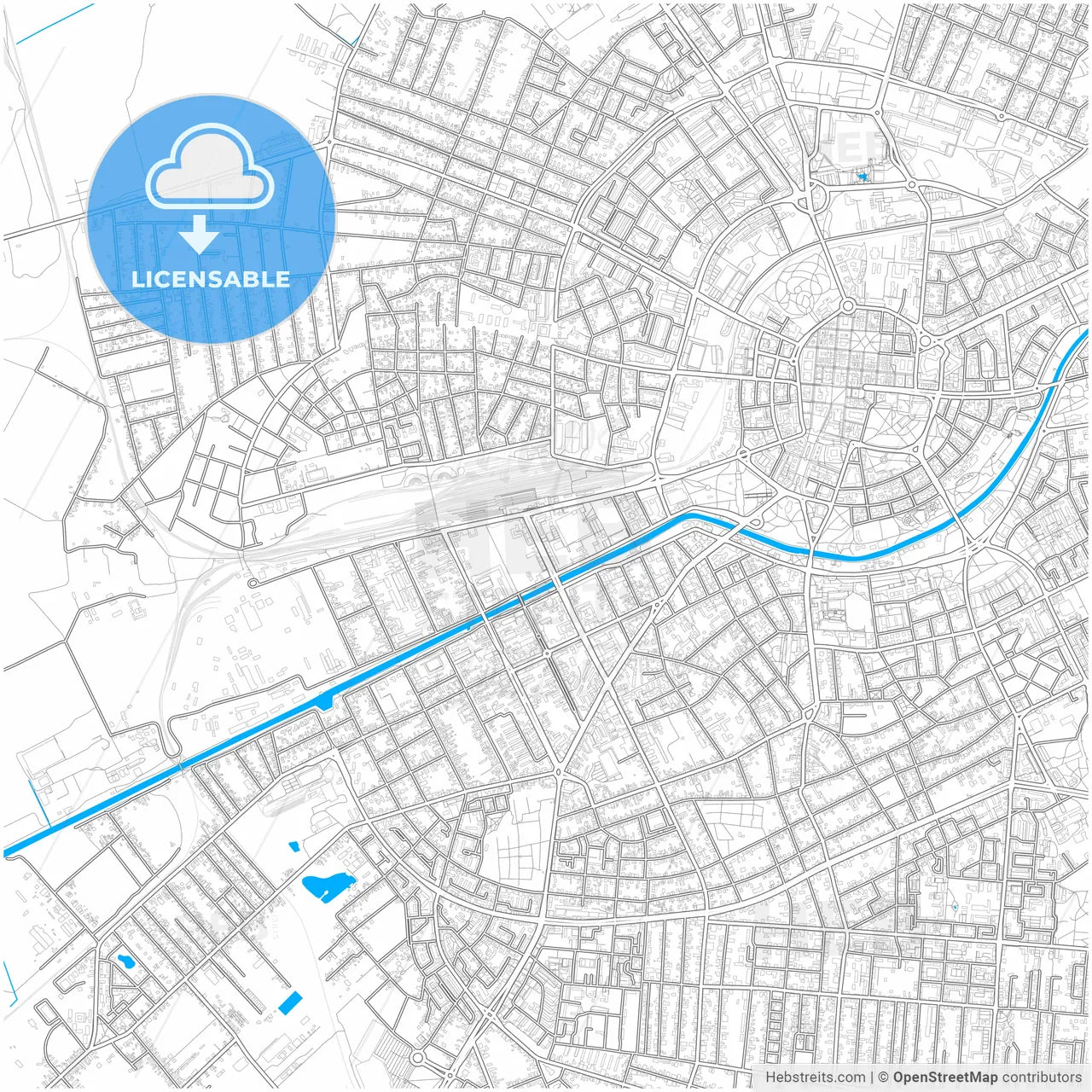 Timișoara, Timiș, Romania, city map with high resolution roads.