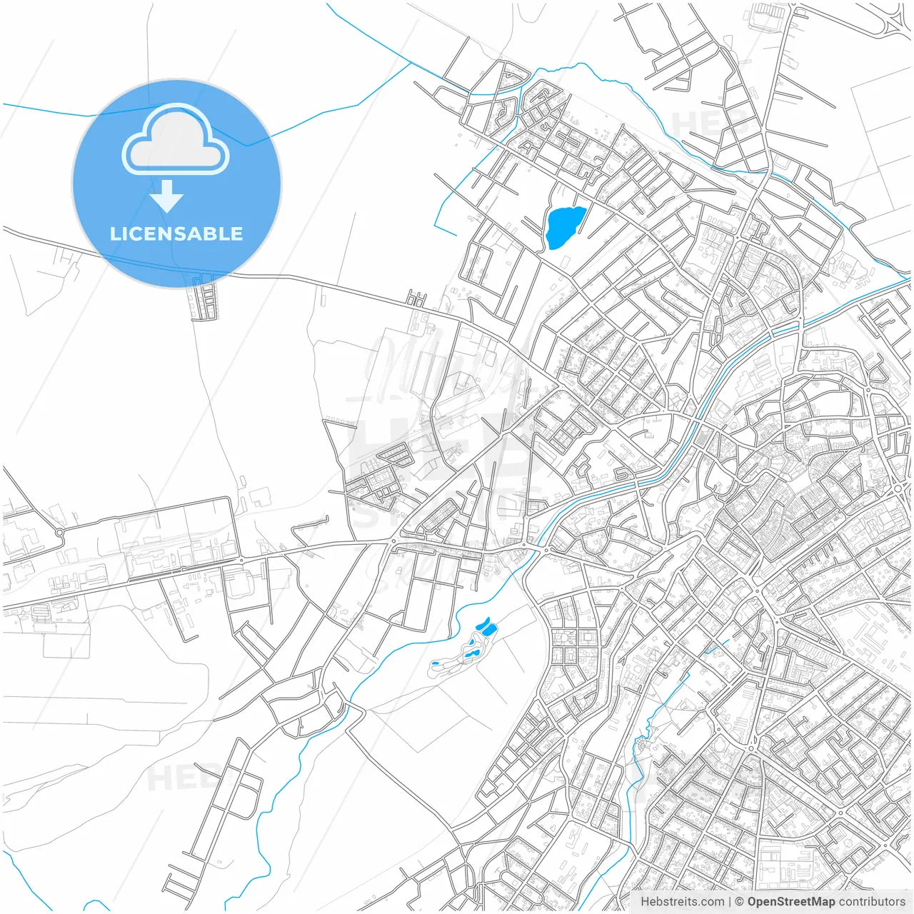 Sibiu, Sibiu, Romania, city map with high resolution roads.