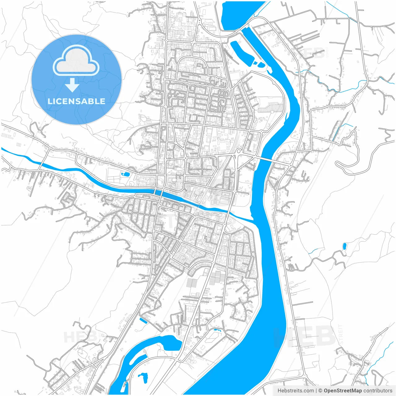 Râmnicu Vâlcea, Vâlcea, Romania, city map with high resolution roads.