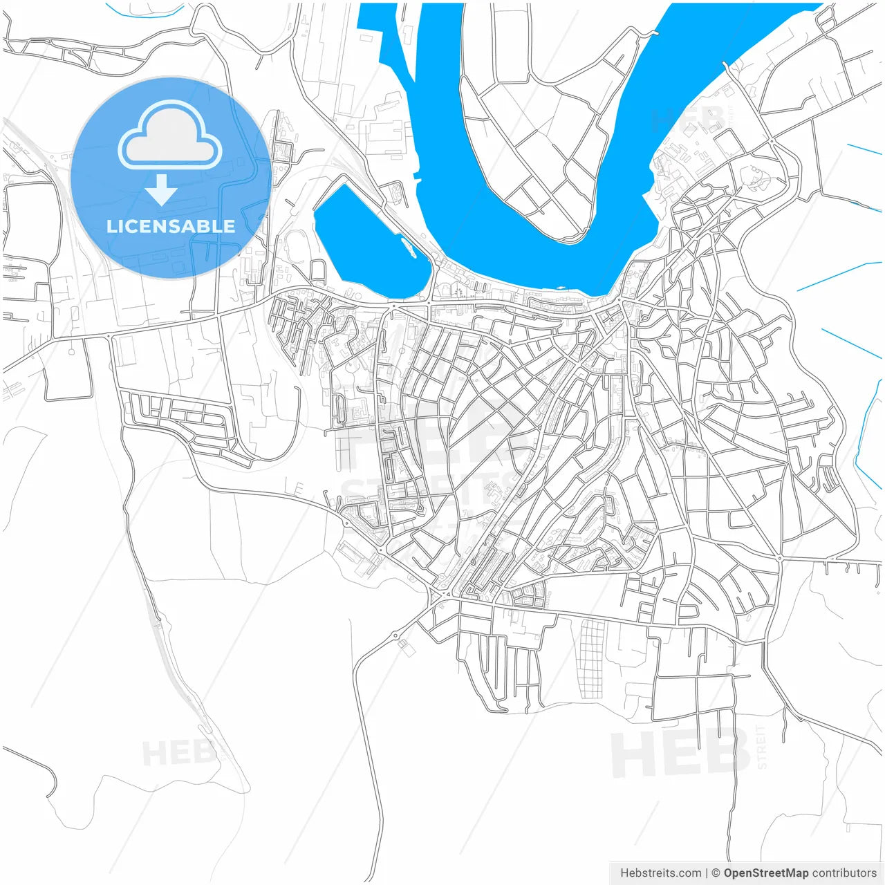 Tulcea, Tulcea, Romania, city map with high resolution roads.