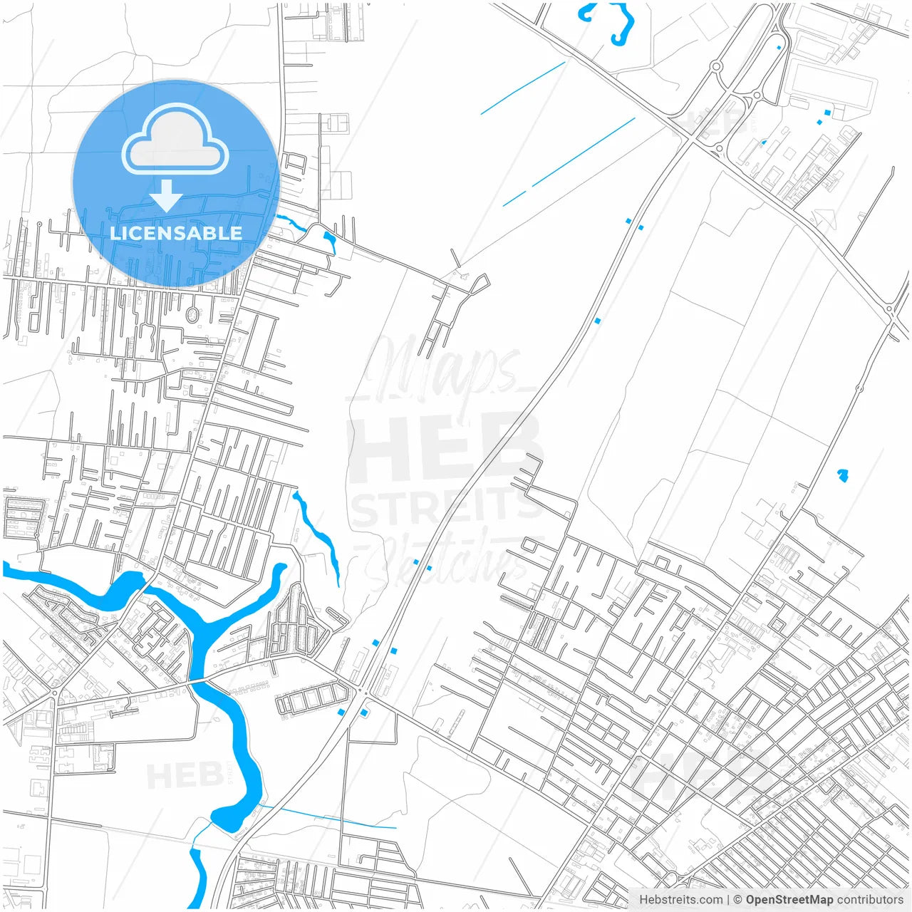 Voluntari, Ilfov, Romania, city map with high resolution roads.