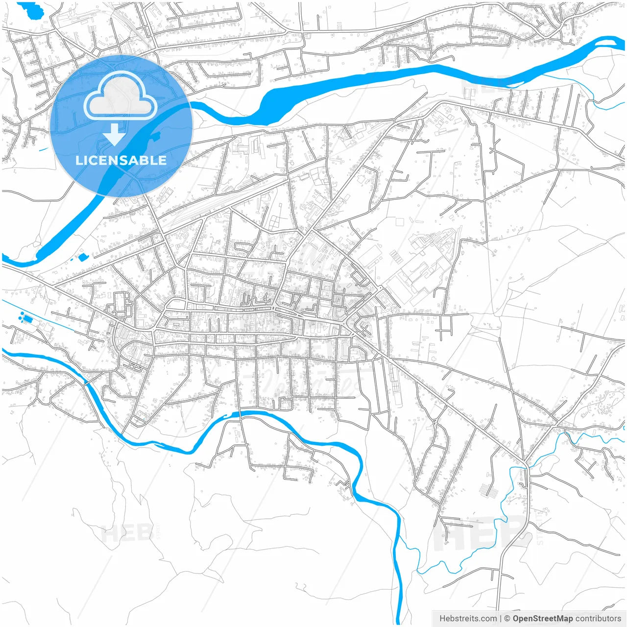 Sighetu Marmației, Maramureș, Romania, city map with high resolution roads.