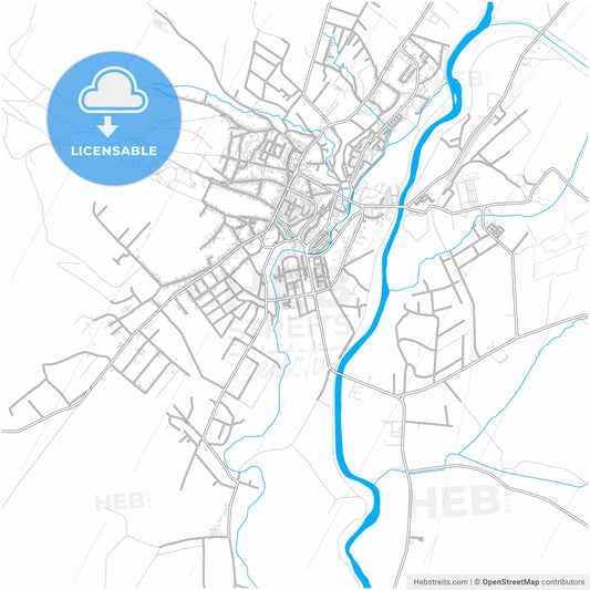 Reghin, Mureș, Romania, city map with high resolution roads.