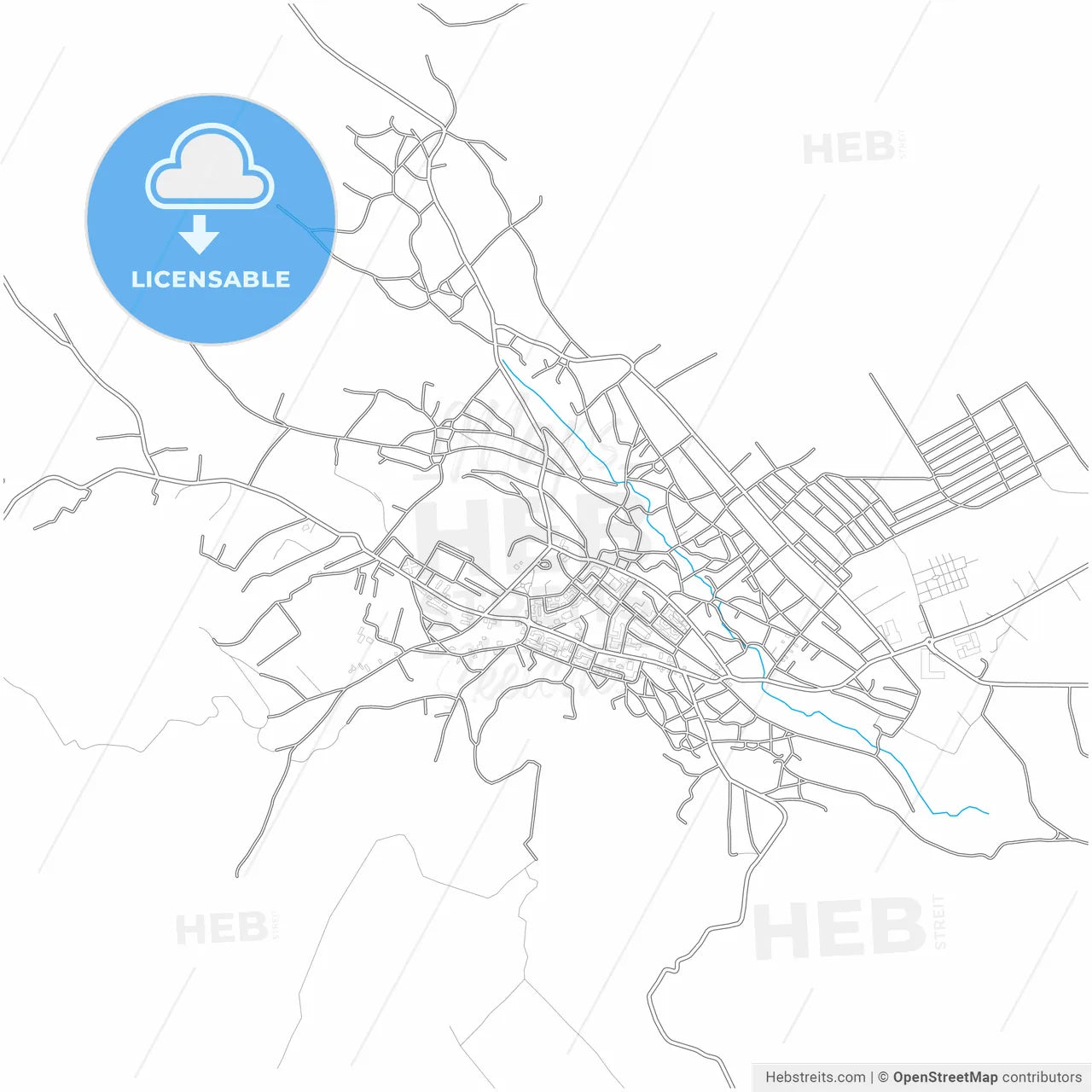 Huși, Vaslui, Romania, city map with high resolution roads.