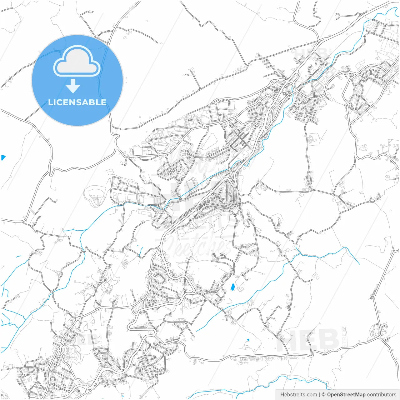 Serravalle, San Marino, city map with high resolution roads.