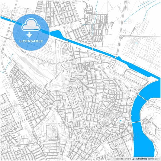 Novi Sad, South Bačka, Serbia, city map with high resolution roads.