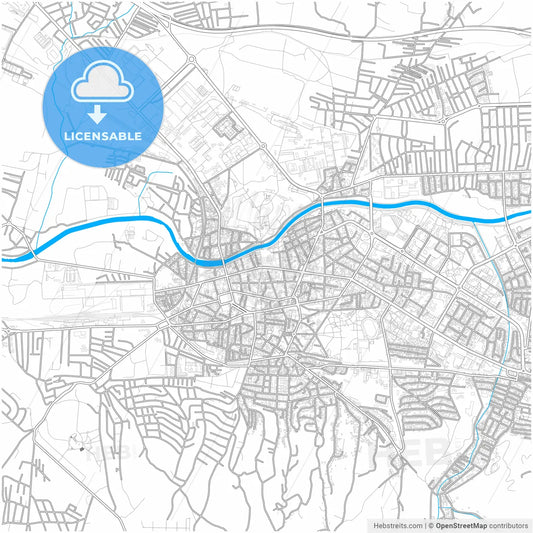 Niš, Nišava, Serbia, city map with high resolution roads.