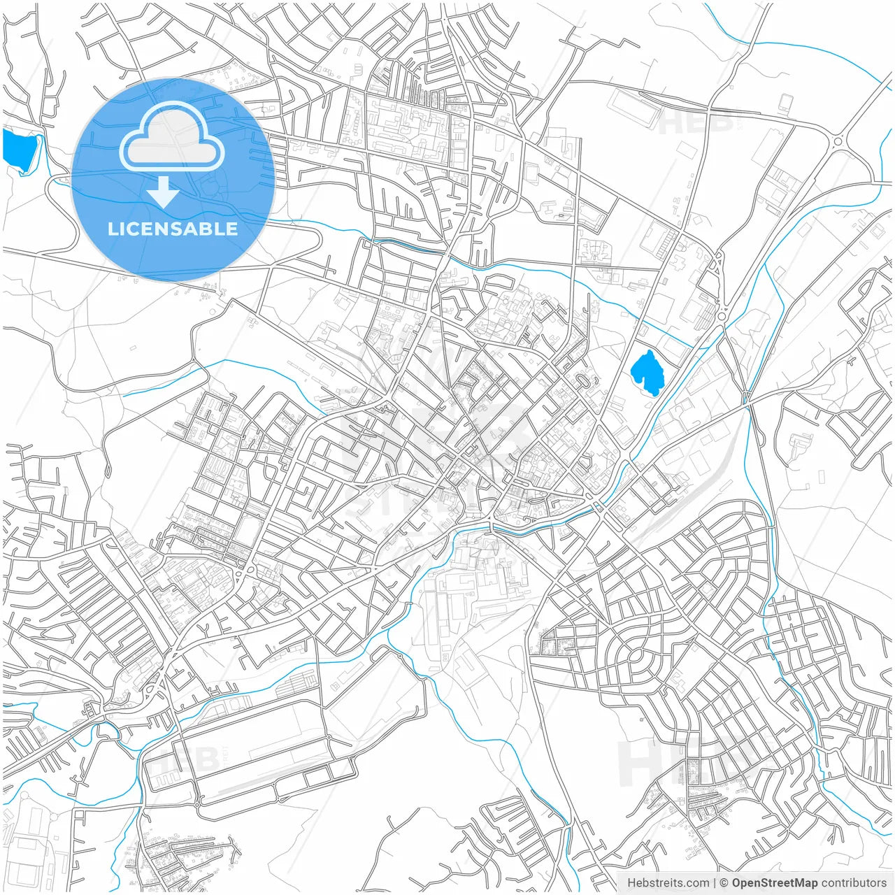 Kragujevac, Šumadija, Serbia, city map with high resolution roads.