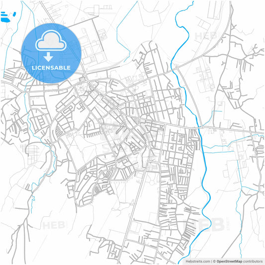 Kruševac, Rasina, Serbia, city map with high resolution roads.