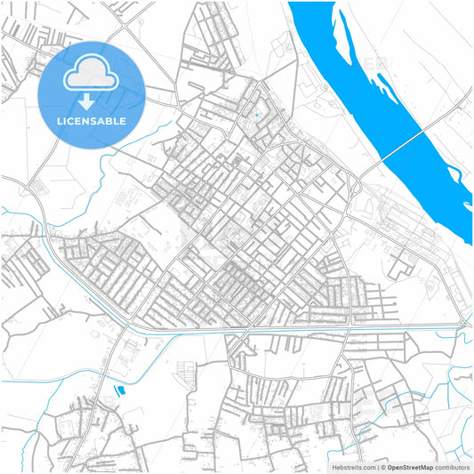 Šabac, Mačva, Serbia, city map with high resolution roads.