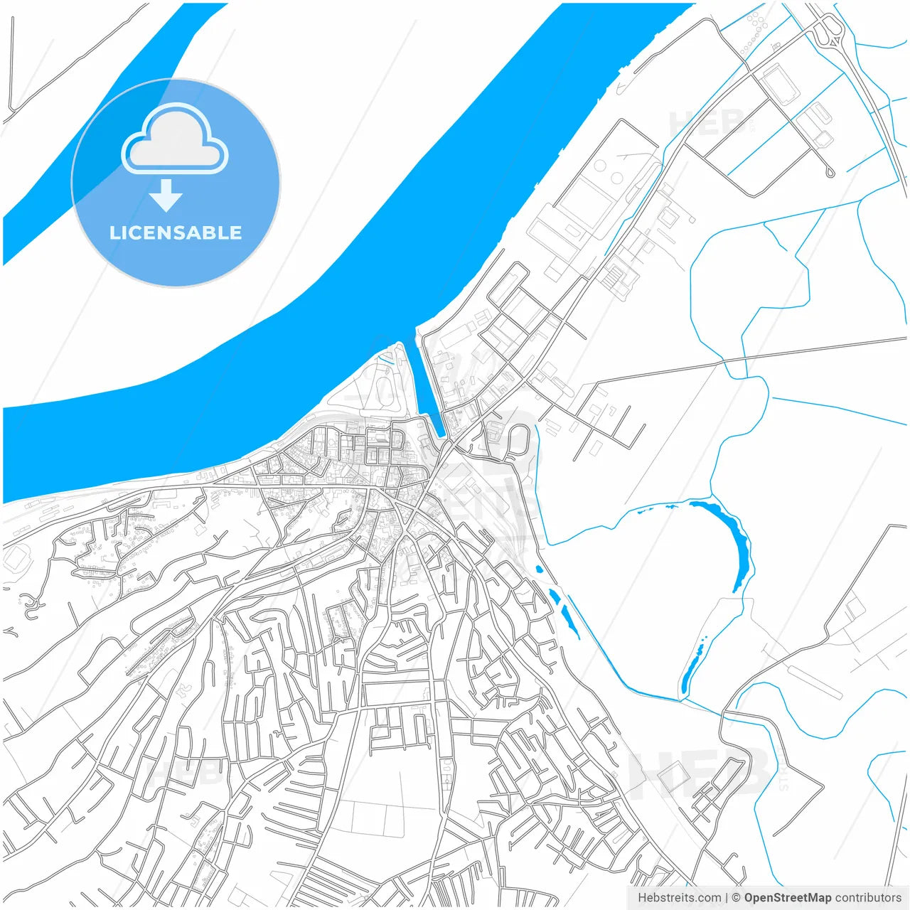Smederevo, Podunavlje, Serbia, city map with high resolution roads.