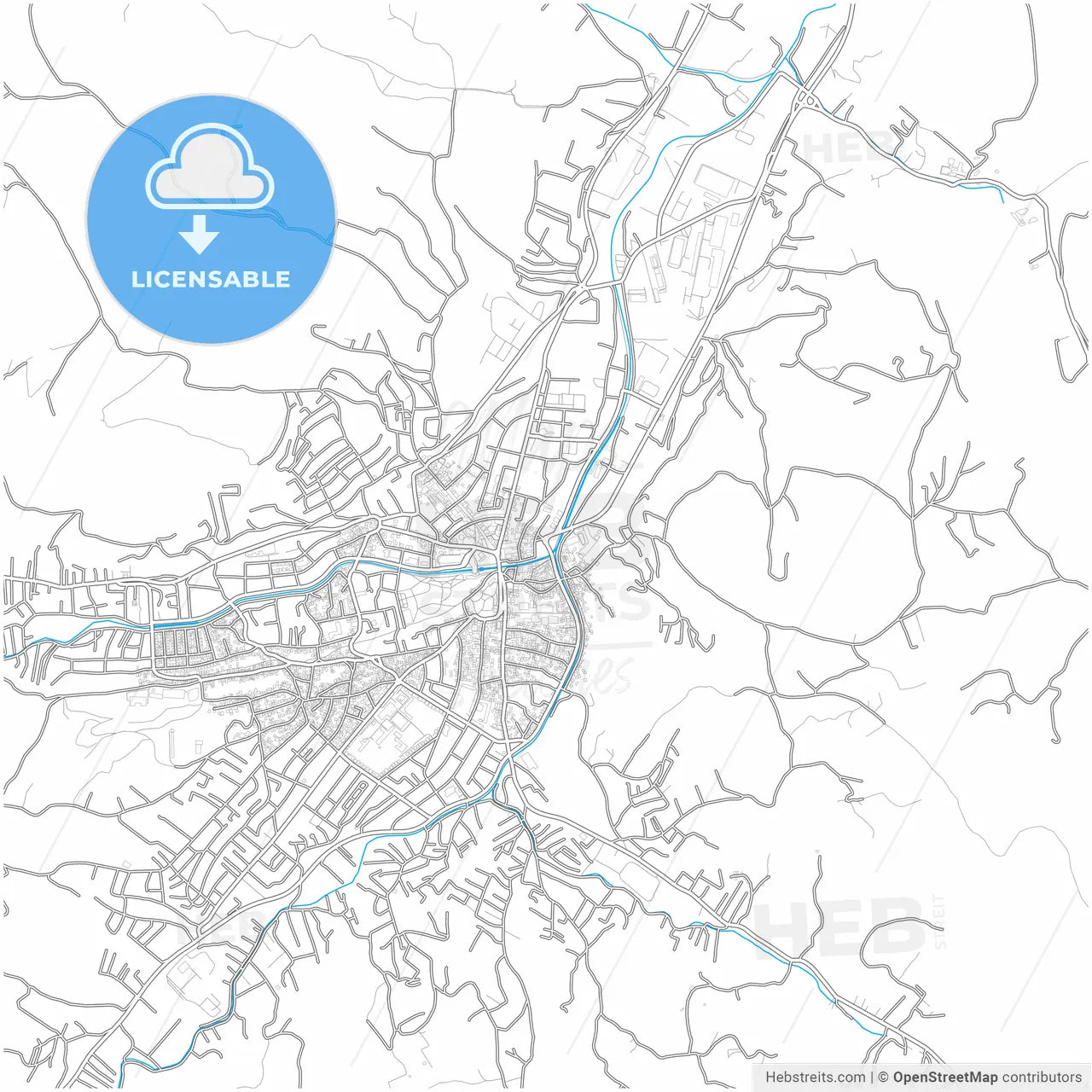 Novi Pazar, Raška, Serbia, city map with high resolution roads.