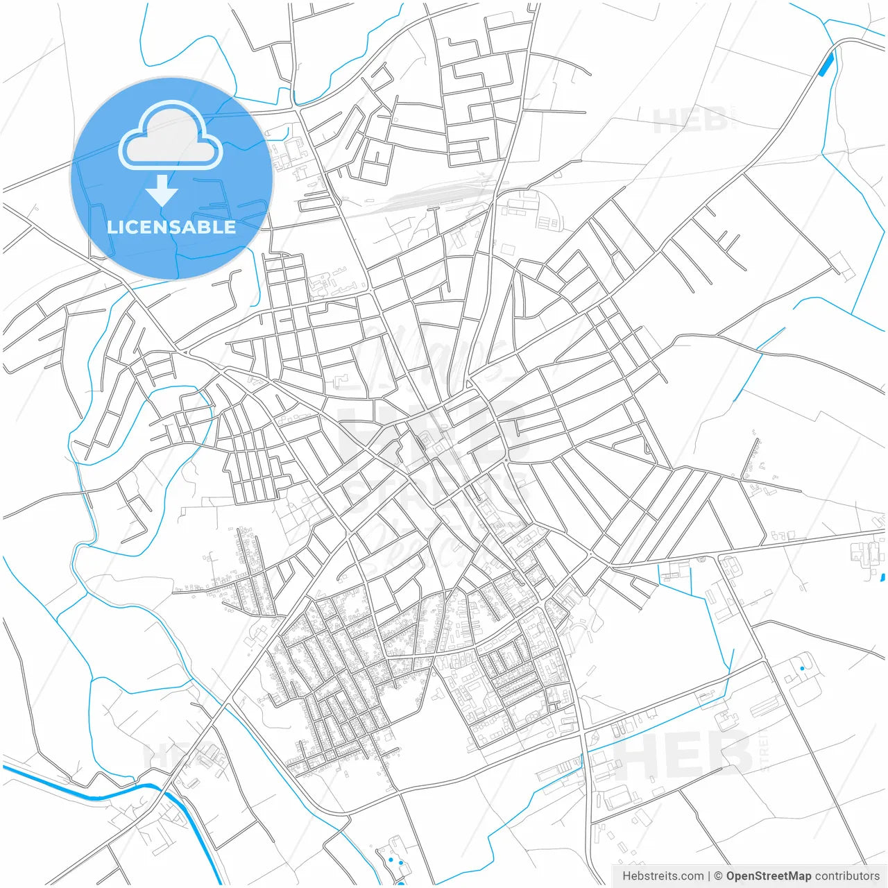 Sombor, West Bačka, Serbia, city map with high resolution roads.