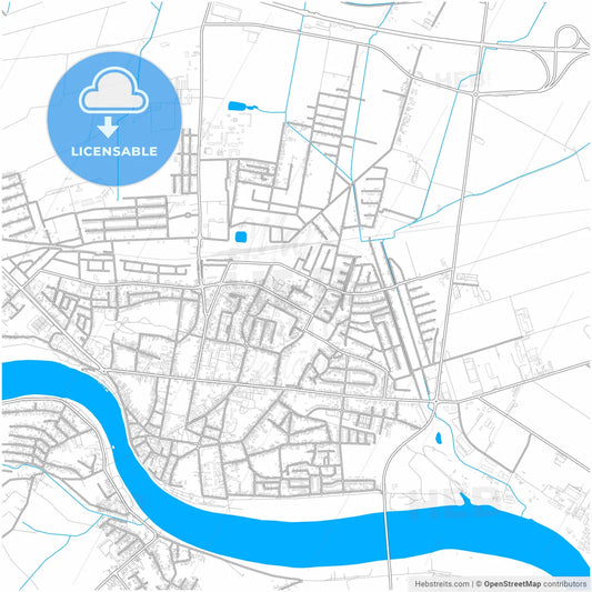 Sremska Mitrovica, Srem, Serbia, city map with high resolution roads.