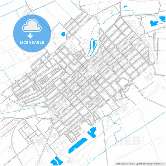 Kikinda, North Banat, Serbia, city map with high resolution roads.
