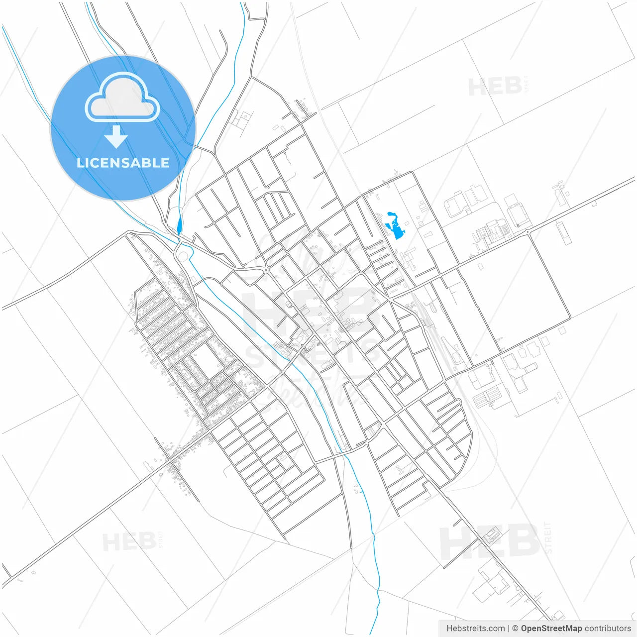 Inđija, Srem, Serbia, city map with high resolution roads.