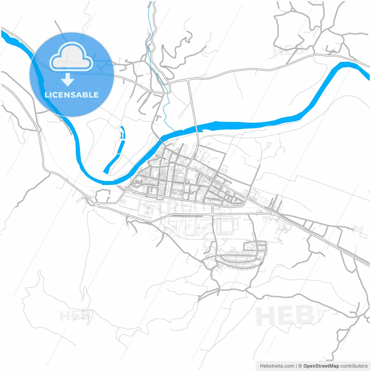 Trstenik, Rasina, Serbia, city map with high resolution roads.