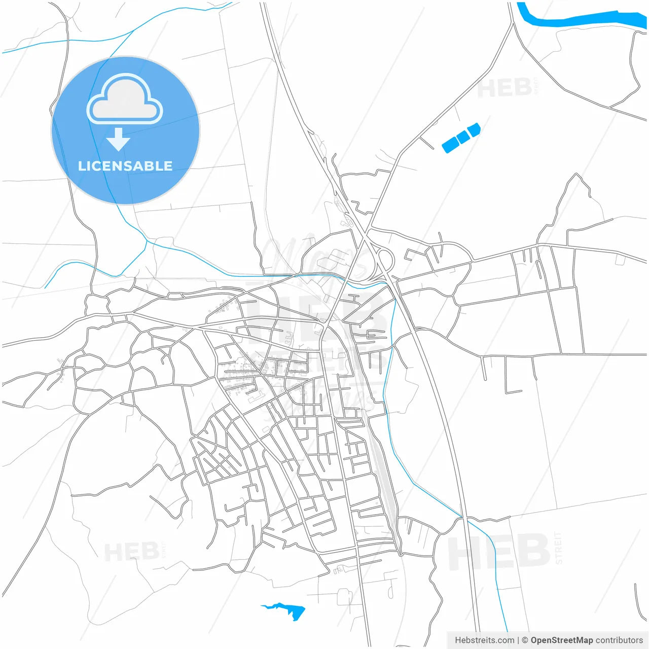 Velika Plana, Podunavlje, Serbia, city map with high resolution roads.