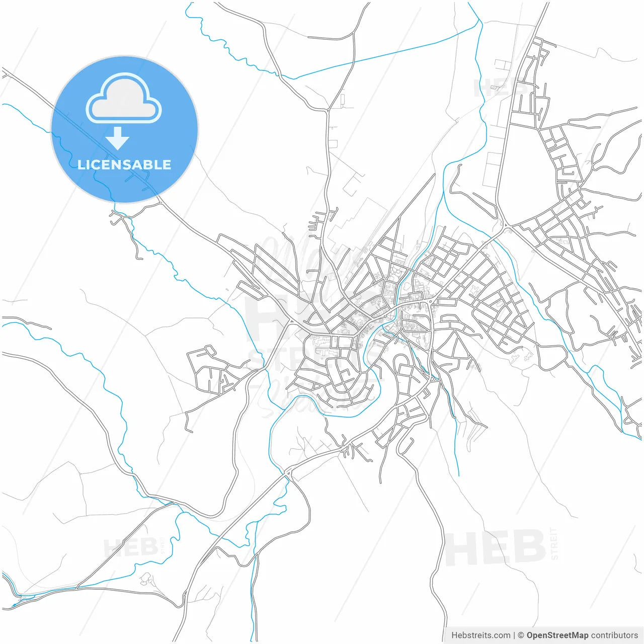 Knjaževac, Zaječar, Serbia, city map with high resolution roads.