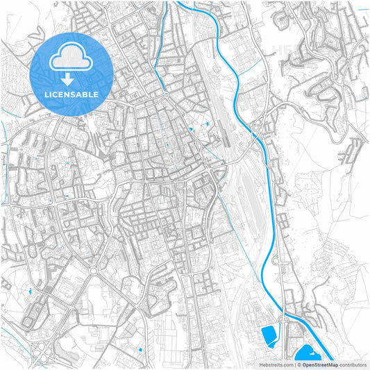 Košice, Košice Region, Slovakia, city map with high resolution roads.