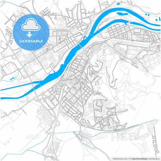 Trenčín, Trenčín Region, Slovakia, city map with high resolution roads.