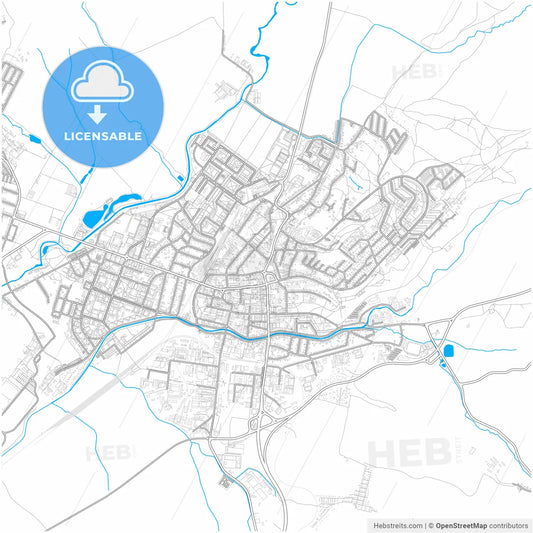 Prievidza, Trenčín Region, Slovakia, city map with high resolution roads.